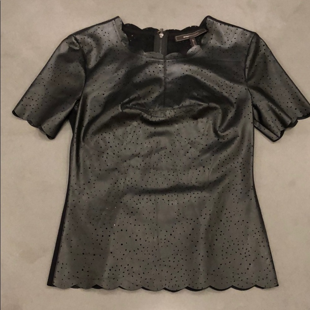BCBG Tulum faux-leather top